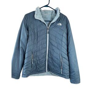 The North Face Women's Blue Quilted Jacket With Sherpa Lining Size L